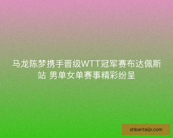 马龙陈梦携手晋级WTT冠军赛布达佩斯站 男单女单赛事精彩纷呈