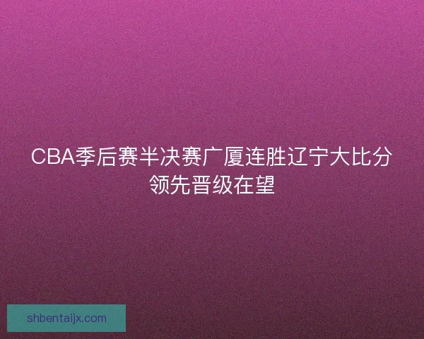 CBA季后赛半决赛广厦连胜辽宁大比分领先晋级在望