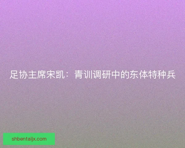 足协主席宋凯:青训调研中的东体特种兵 足协主席宋凯:青训调研中的东体特种兵