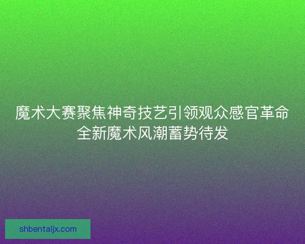 魔术大赛聚焦神奇技艺引领观众感官革命全新魔术风潮蓄势待发 魔术大赛聚焦神奇技艺引领观众感官革命全新魔术风潮蓄势待发